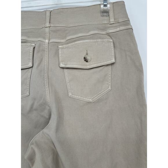 Spanx Women's 1X Stretch Twill Cropped Wide leg Smoke Khaki - Picture 4 of 9